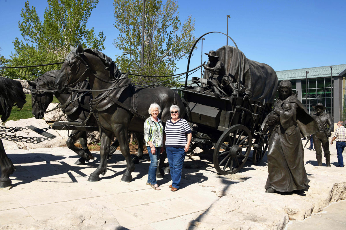 017 Carol Ott and Dee Hansen at Pioneer Courage Park.JPG
